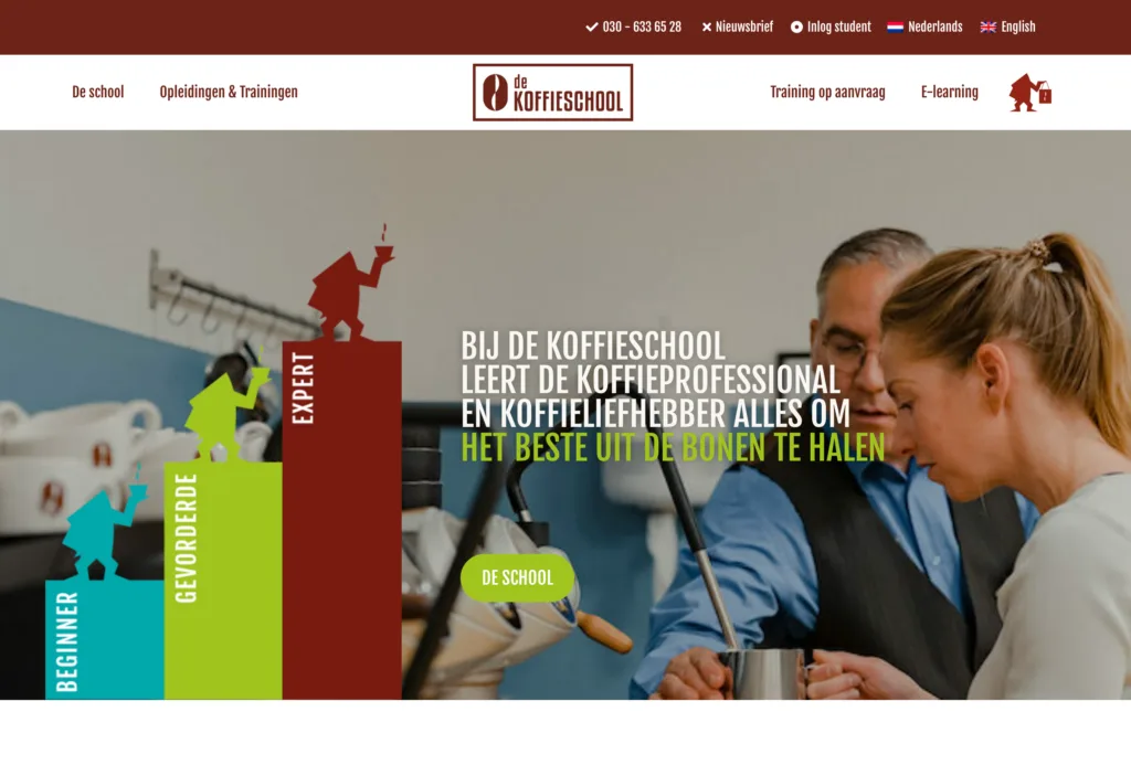 Koffieschool — content en conversie voor een specifieke doelgroep