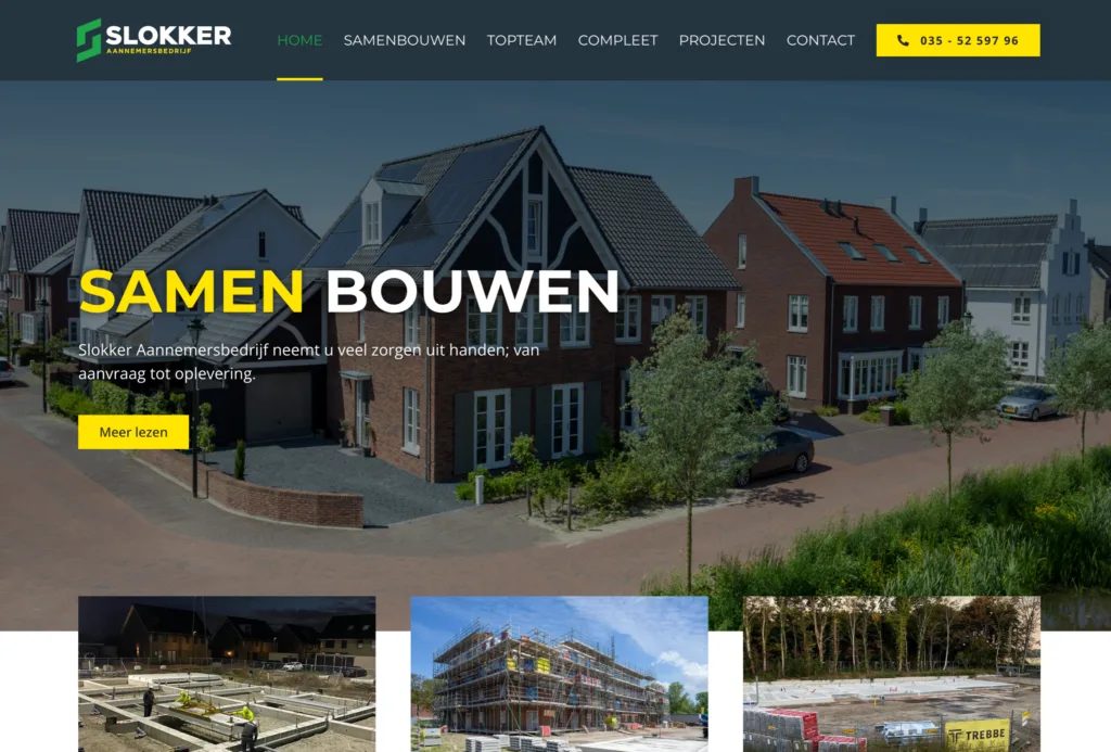 Aannemersbedrijf Slokker — stevige bedrijfswebsite